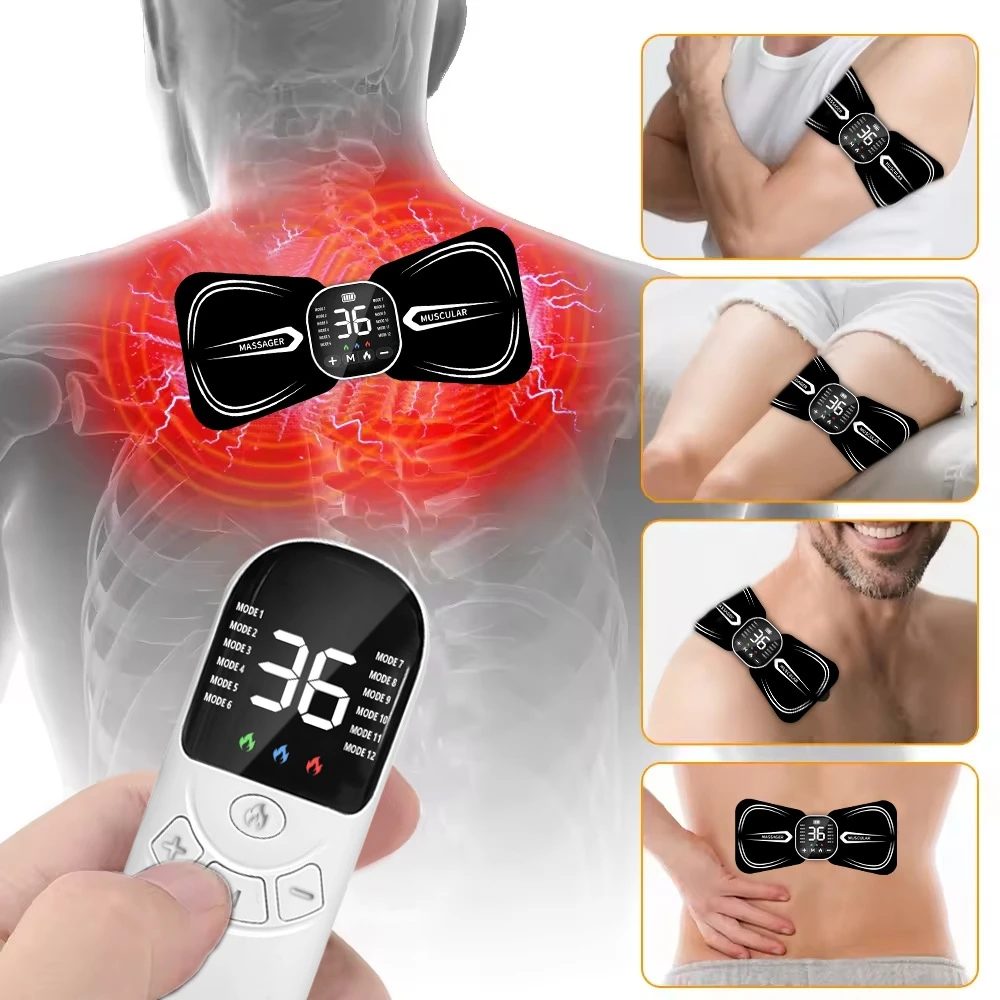 

Портативный мини-массажер для шеи и плеч с EMS-импульсами, беспроводной, с функцией тепловой терапии