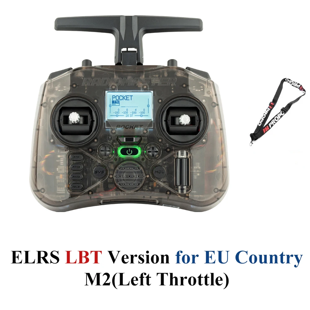 Radiomaster Pocket EdgeTX 2.4G Radio Controller FCC LBT (Mode2 Linkshänder-Drossel) CC2500 / ELRS Hall Gimbal-Sender