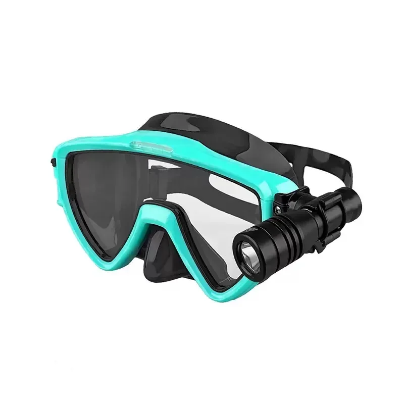 New tempered glass waterproof, anti-fog and anti-ultraviolet adjustable diving mask & goggles with flashlight