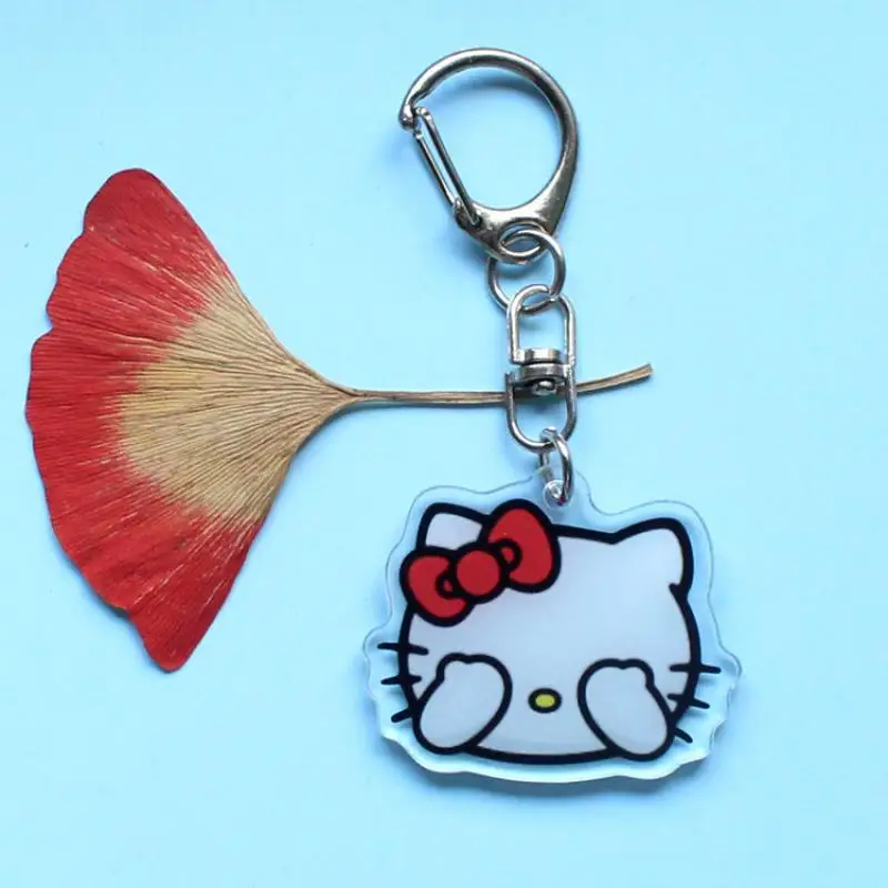 Hello Kitty Acrylic Keychain Kuromi Anime Figures Key Chain Pendant  Accessories Kawaii Girls Bag Keyring Accessoried Gifts