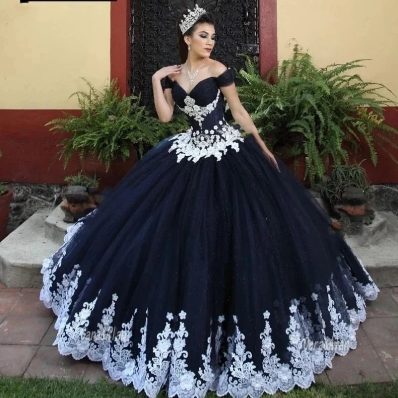 

Черные платья для девушек 15 лет, сексуальные кружевные блестящие платья принцессы с открытыми плечами из тюля для вечеринки, дня рождения