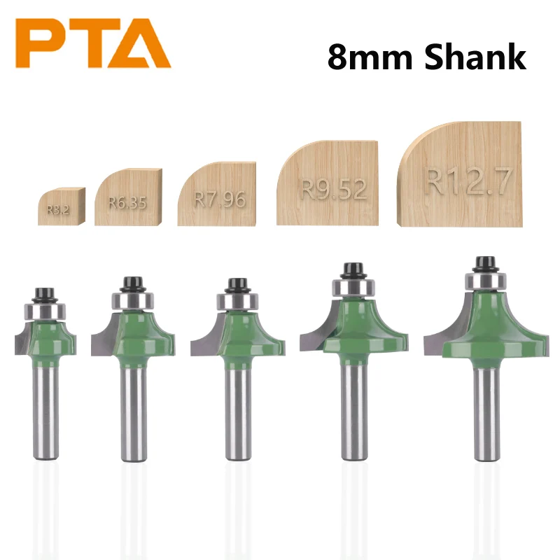 PTA 8MM Shank Corner Round Bit Router Bit fresa per la lavorazione del legno per fresa frontale fresa in metallo duro fresa