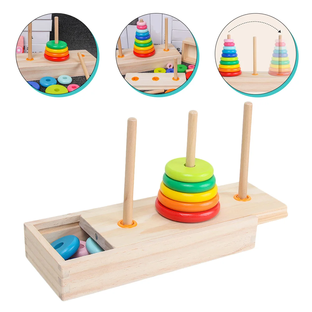 Tower of Hanoi Toddler Stacking Toys Wooden Stacker Baby Sensory Early Learning Kids