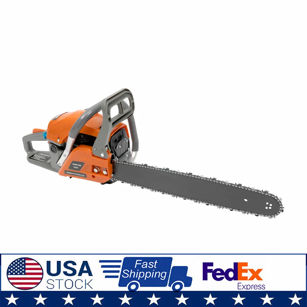 2Stroke 58CC 20Inch Gas Powered Chainsaw Handheld Cordless Petrol Power Saw W/Large Fuel Tank Automatic Lubrication System