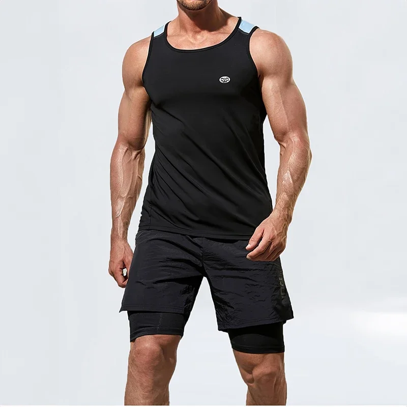 

Men Tank Top T-Shirt Summer Gym Sports Sleeveless T-Shirt Breathable Quick Dry Running Leisure Bottom Shirt Men's Clothes Tops