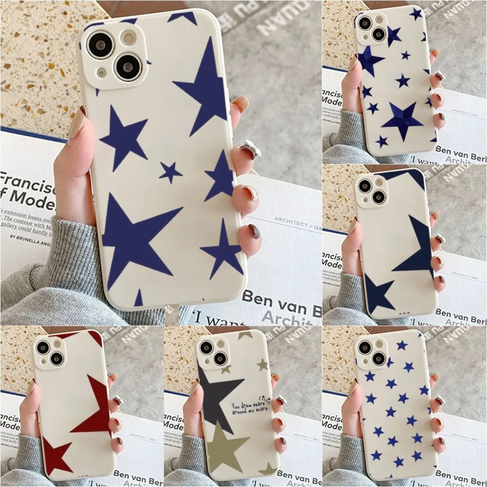 niebieskie etui na telefon z gwiazdą dla Iphone 11 13 14 Pro Max X Xr Xs Max Se2020 12 mini białe etui