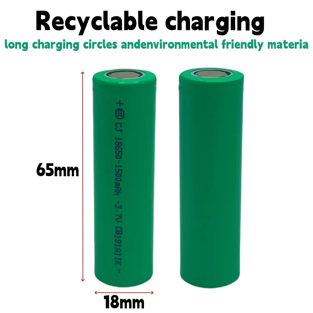 100% New 3.7V 1500mAH 18650 Lithium Ion Rechargeable Battery, Suitable for Various Electronic Products