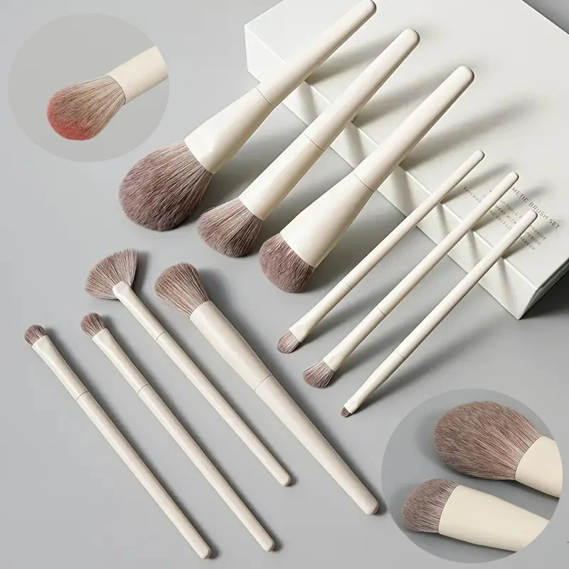 10pcs Makeup Brushes Set Soft Fluff Eye Shadow Foundation Concealers Blending Blush Brush Professional Loose Powder Brushes Set