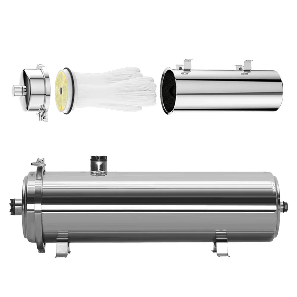 Household Ultrafiltration Pipeline Water Filter, Stainless Steel Clamp Purifier for Rural Well Water & Muddy Water