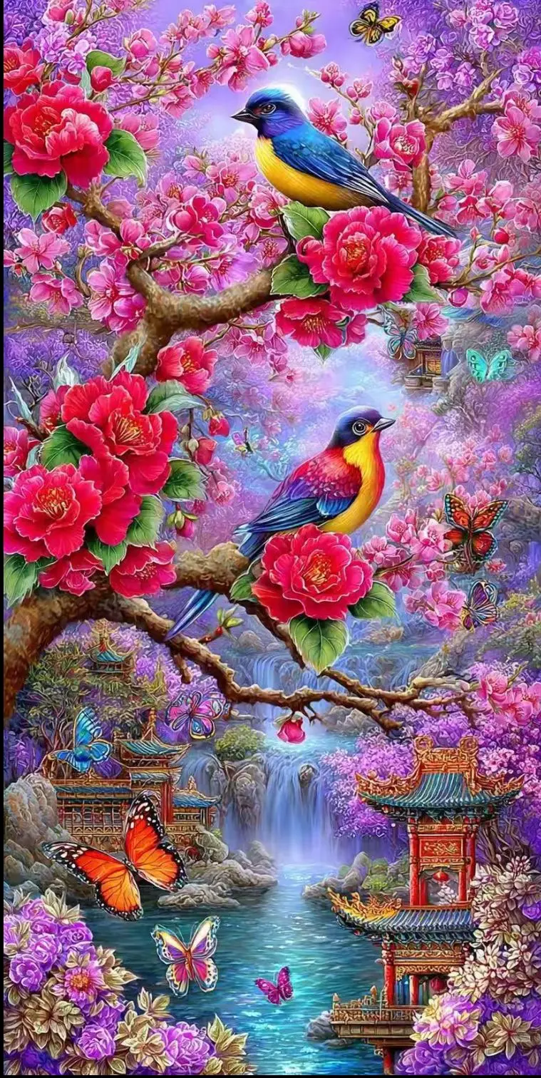 

9CT 14CT 11CT наборы с принтом птиц и цветов для вышивки крестом DIY набор для рукоделия домашний декор поделки с иглами нитки