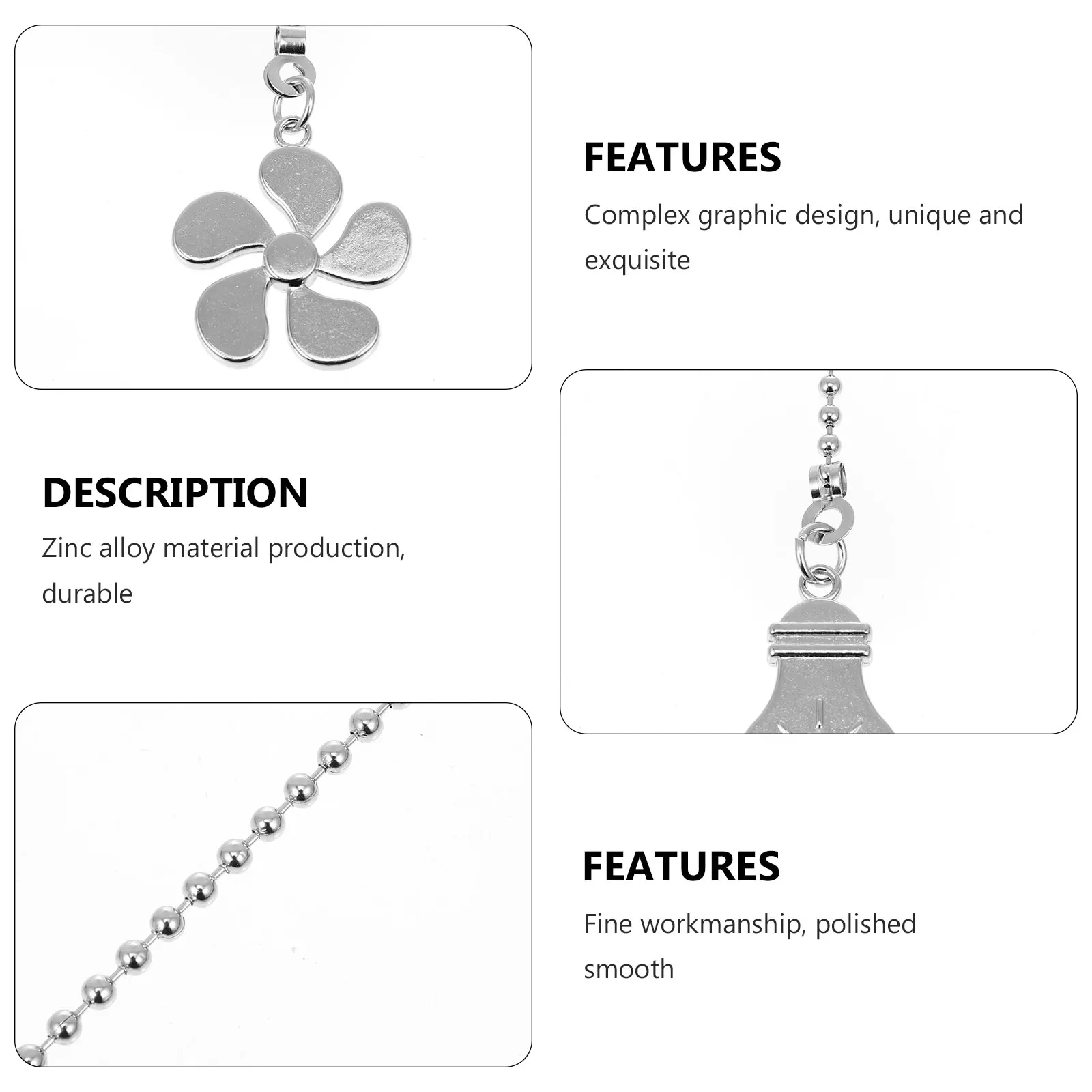 

2 Pcs Ceiling Light Pull Chain Fan Pendant Fixture Pendants Chains Branches Decor Silver with Extension