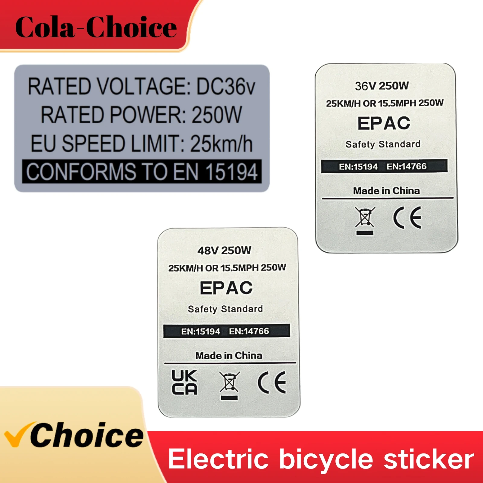EBIKE Sticker, 36V 48V 250W Electric Bike Label, Compatible for Bafang Tongsheng and Other Brand 500W-1500W Conversion Kit