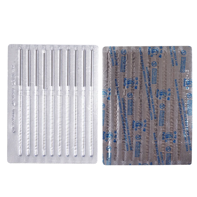 Hwato Acupuncture Needle Nonreusable massage needle Flat handle Silver needle 100pcs/box  Medical acupuncture beauty massager