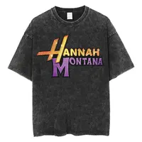 Camiseta Retro Hannah Montana lavada para hombre y mujer, ropa de verano de algodón puro, camiseta informal de manga corta a la moda, ropa de calle