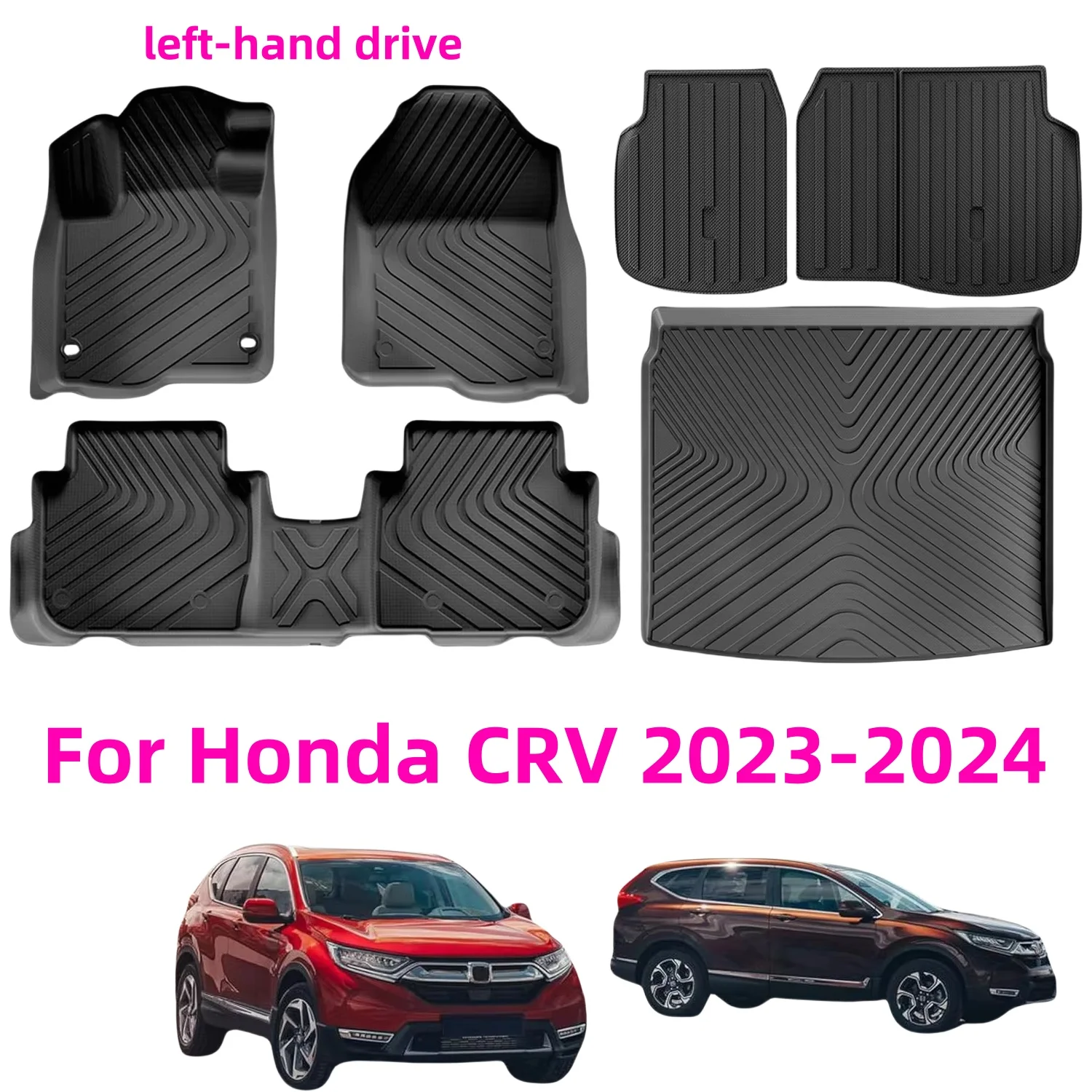 TPE Floor Mats For Honda CRV 2024 2023 (Include Hybrid)  All-Weather Front Rear Cargo Liner Trunk Protection Backrest Mats Left