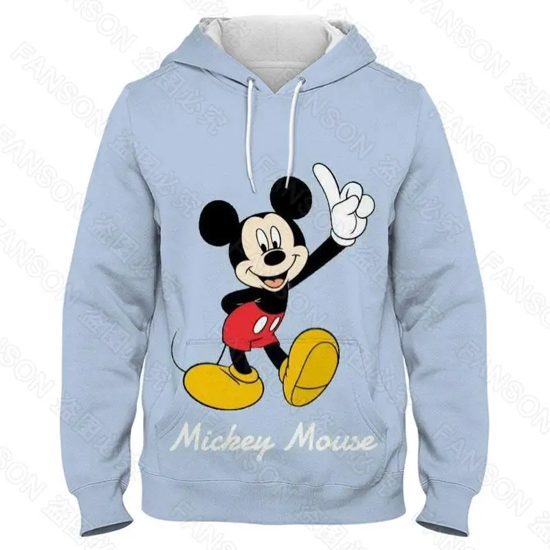 Sweat capuche imprimé en 3D pour homme et fille, moletom casual avec dessin animé Disney Mickey Mouse, survêtement po