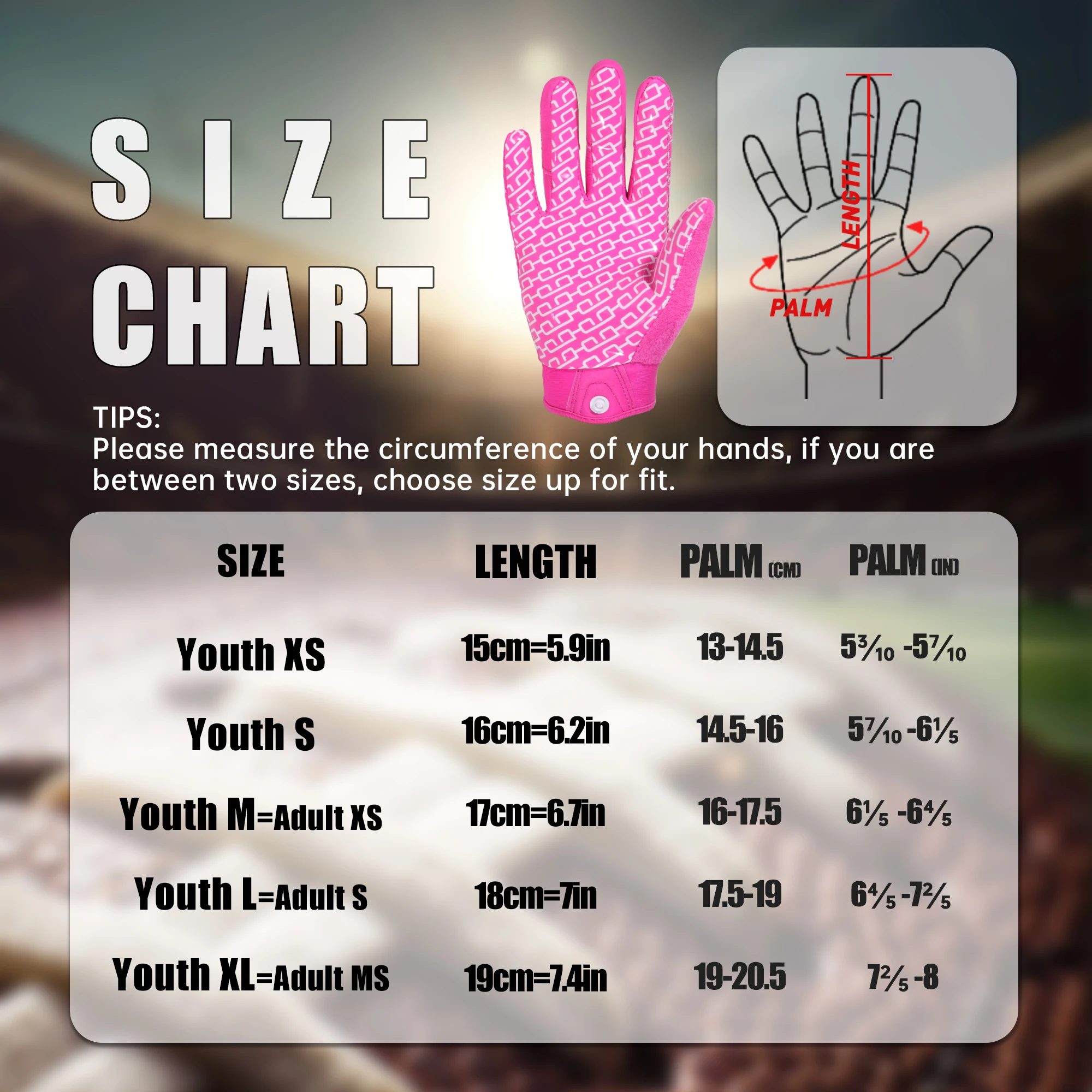 قفازات كرة القدم الأمريكية للشباب من هاندلاندي للأولاد والبنات، قفازات لاصقة واسعة للأطفال، قفازات كرة قدم وردية متينة