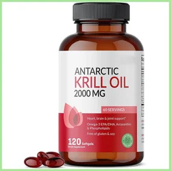 2000MG Antarctic Krill Oil - Choline and Astaxanthin 120 Softgel Capsules Contains OMEGA-3 EPA/DHA Phospholipids, Choline and As