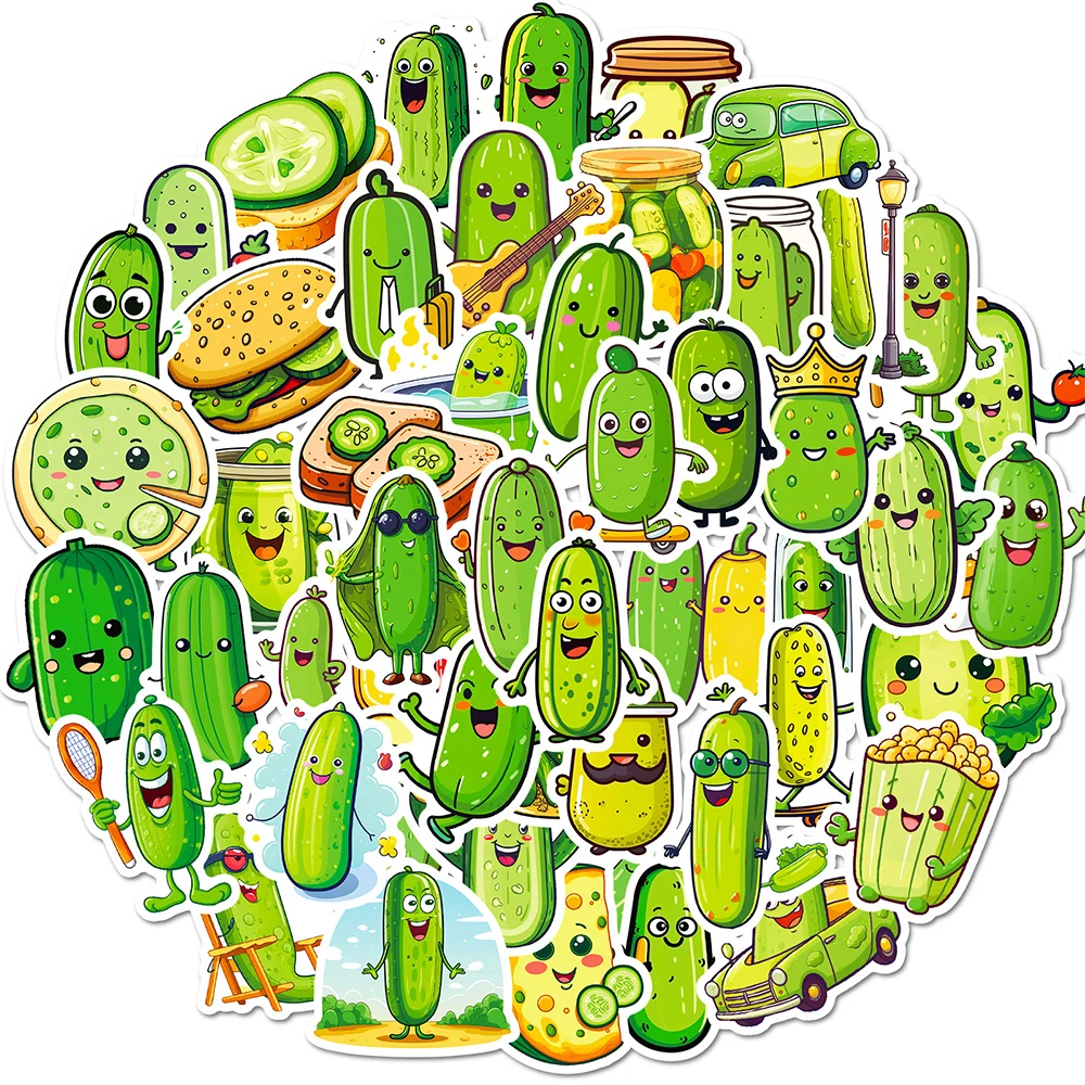 

10/30/50pcs Cute Pickled Cucumbers Cartoon Stickers Motorcycle Laptop Skateboard Phone DIY Graffiti Sticker Decals Fun for Kids