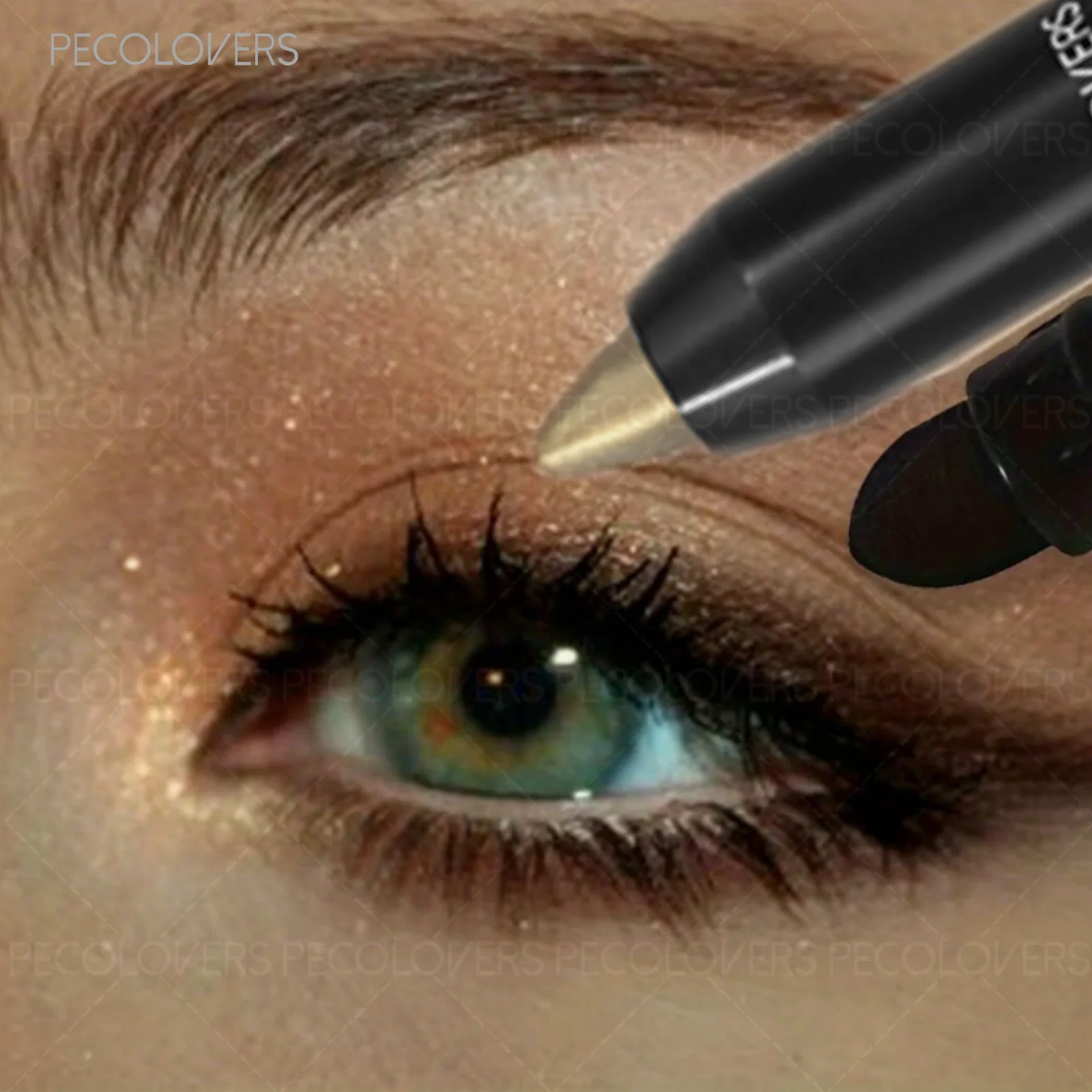 Doppelkopf-Lidschattenstift, Lidschattenstift mit Pinsel, langanhaltende, hohe Farbwiedergabe von Glitzer, schimmerndes Lidschatten-Make-up