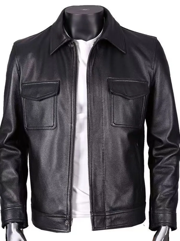 2025 Spring and Autumn New Fashion Trend Motorcycle Wear PU Leather Jacket Men\'s Casual Loose Comfortable Sports Large Size Coat