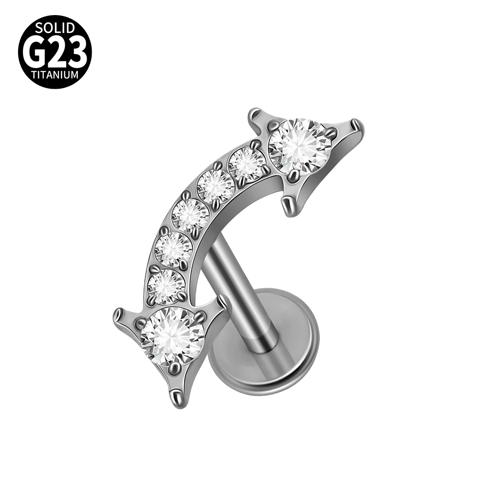 G23 Titanium Star Zircon Lip Studs
