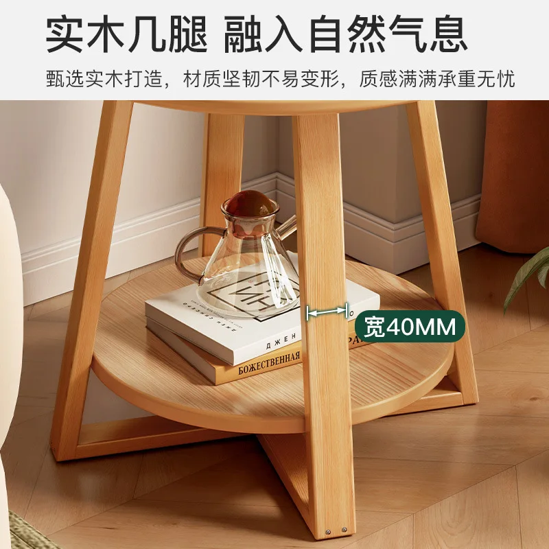 Small Round Table Small Sofa Small Edge Few Solid Wood Bedroom Mini Bedside Table Shelf Balcony  Furniture Living Room