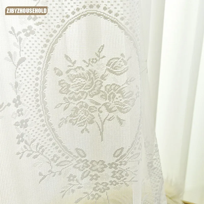 

Princess Mosquito Net Tablecloth Curtain Fabric Curtains for Living Dining Room Bedroom White Lace European Mirror Peony Flower