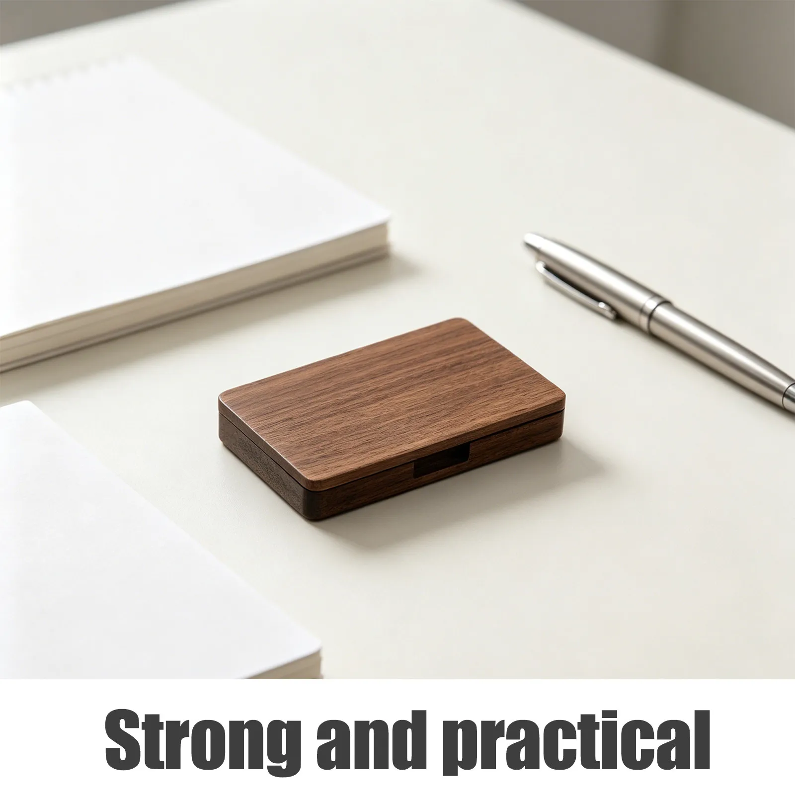 

2 Pcs Business Cards Desk Wood Holder Trading Organizer Magnetic Holders Name Display Case With Closure For Pocket Carrying