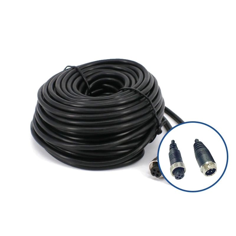 Cable de extensión de vigilancia para cámara de marcha atrás de coche, conector de vídeo de aviación macho a hembra, 4 pines, 1M-25M