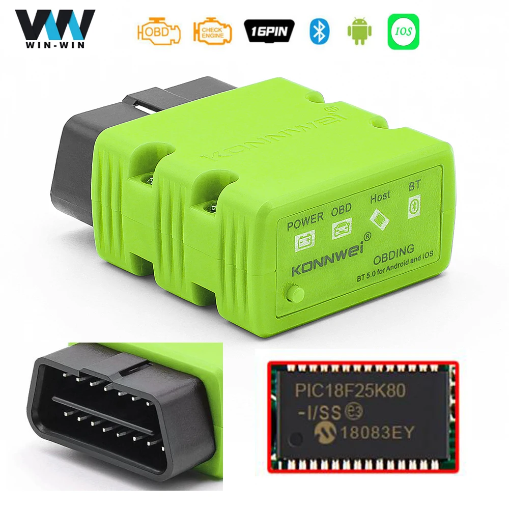 KONNWEI KW902 ELM327 V1.5 بلوتوث 5.0 Obd2 الماسح الضوئي ELM 327 PIC18F25K80 محرك فحص ماسح السيارة obd 2 قارئ رمز التشخيص