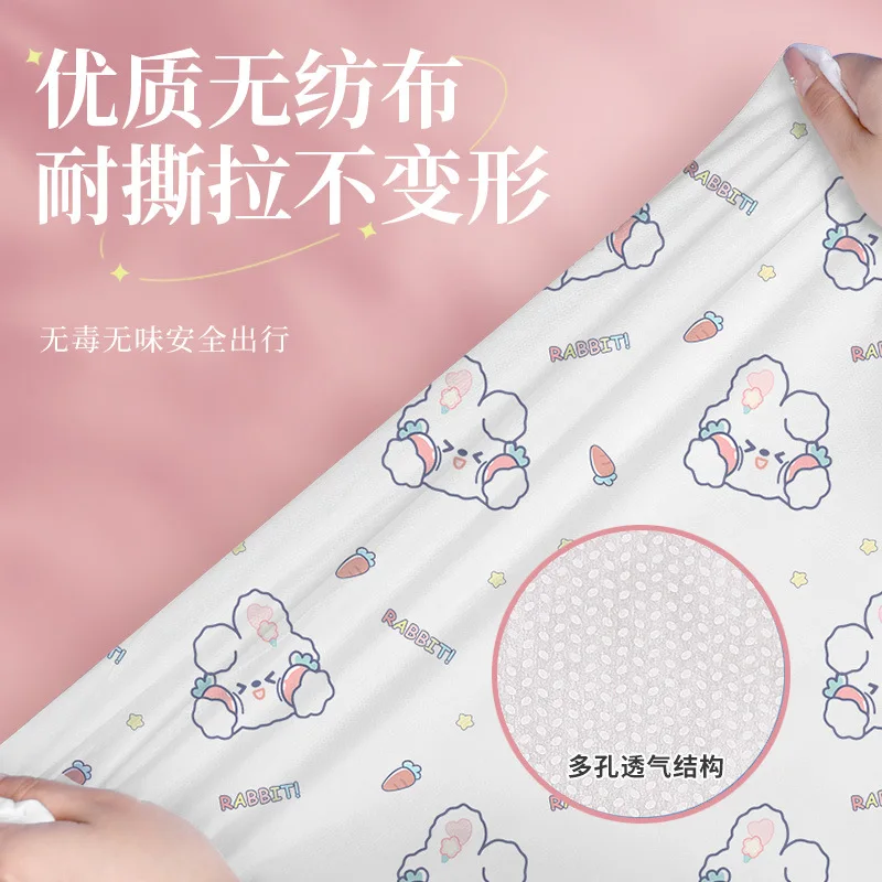 Disposable Printed Bed Sheet Set with Pillowcases Hotel Sleeping Bag Linen 4 in 1 Bedding Set Cartoon Decoration Travel Supplies