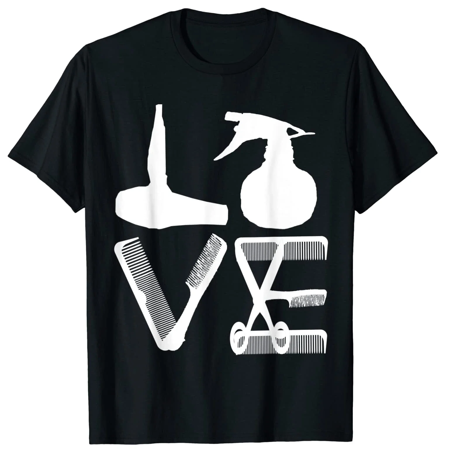 Hairdresser Love Hairdryer Scissors Barber Hair Brush T-Shirt. Premium Cotton Short Sleeve O-Neck Mens T Shirt New S-3XL