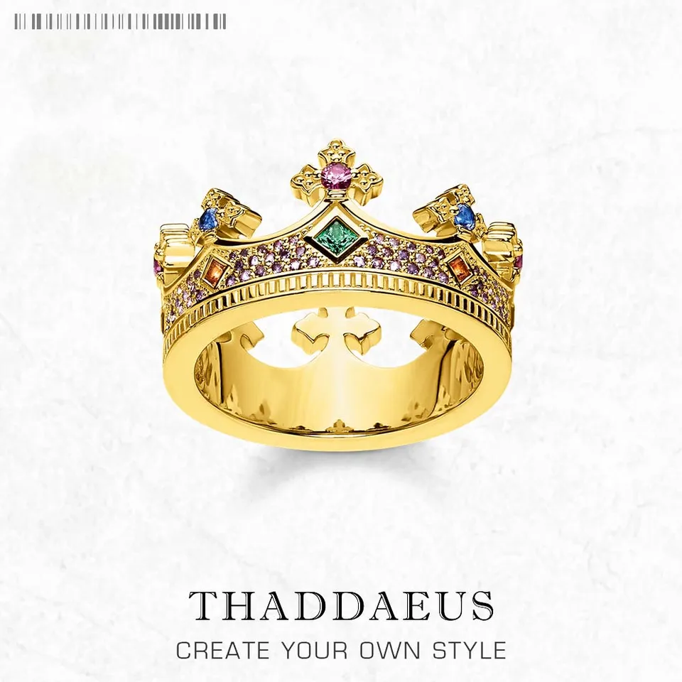 Royal Ring Queen Crown Gold,Europe Style Pure 925 Sterling Silver