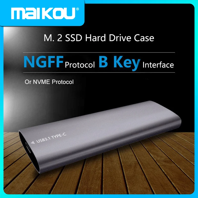 M.2 Hard Disk Box Dual Protocol NVME/NGFF SATA SSD Type-C Disk Tool Free M.2 SSD Case Built-in Metal Heat Sink