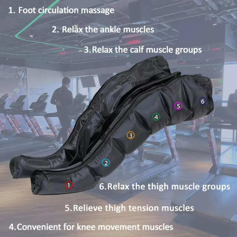 8 Chambers Electric Air Compression Leg Massage Boots Portable Muscle Relax Recovery Machine For Fitness Sports Use
