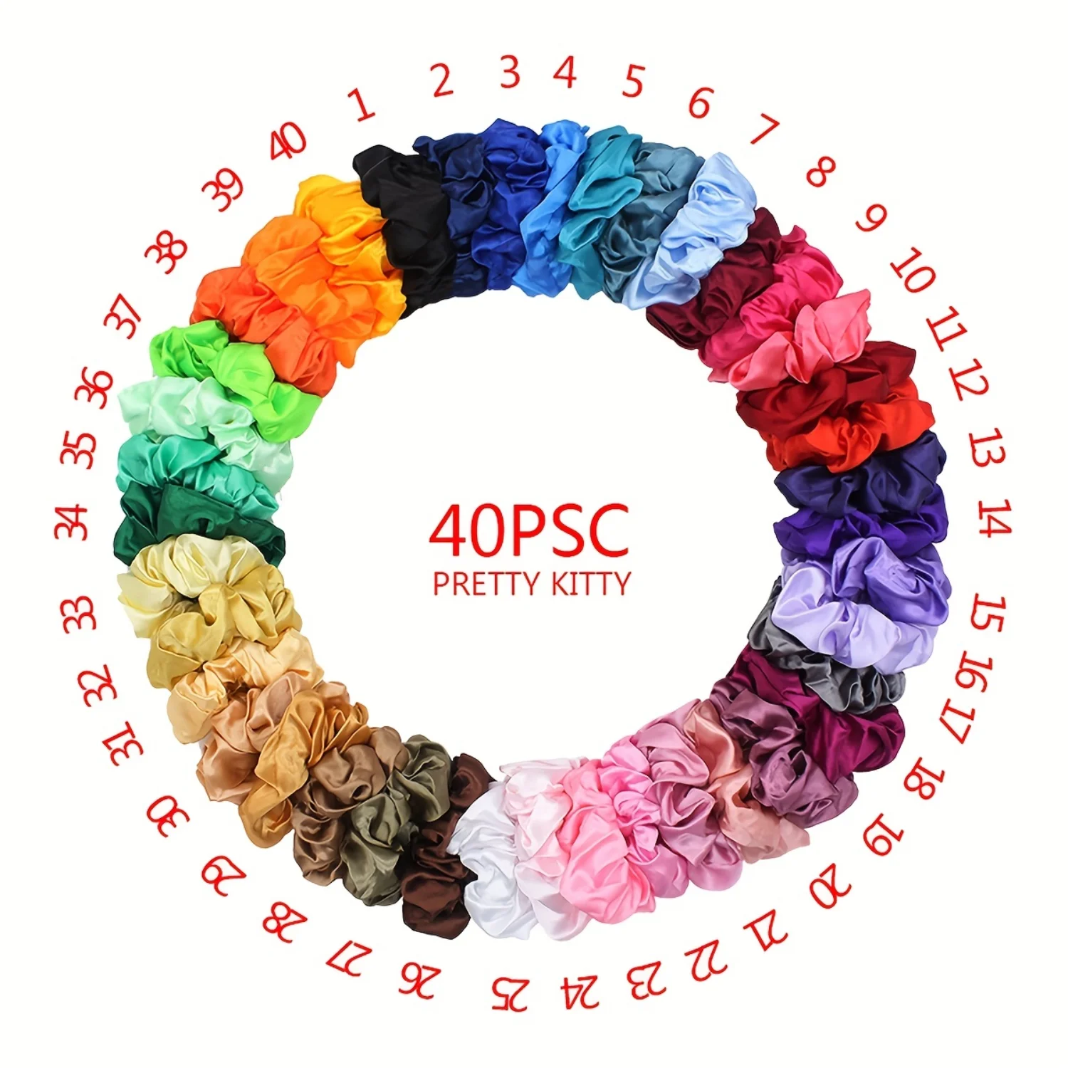 

40pcs Vibrant Imitation Silk Hair Scrunchies Set - Soft, Silky, and Gentle Hair Ties for Women - Solid Color Hair Rope Ponytail