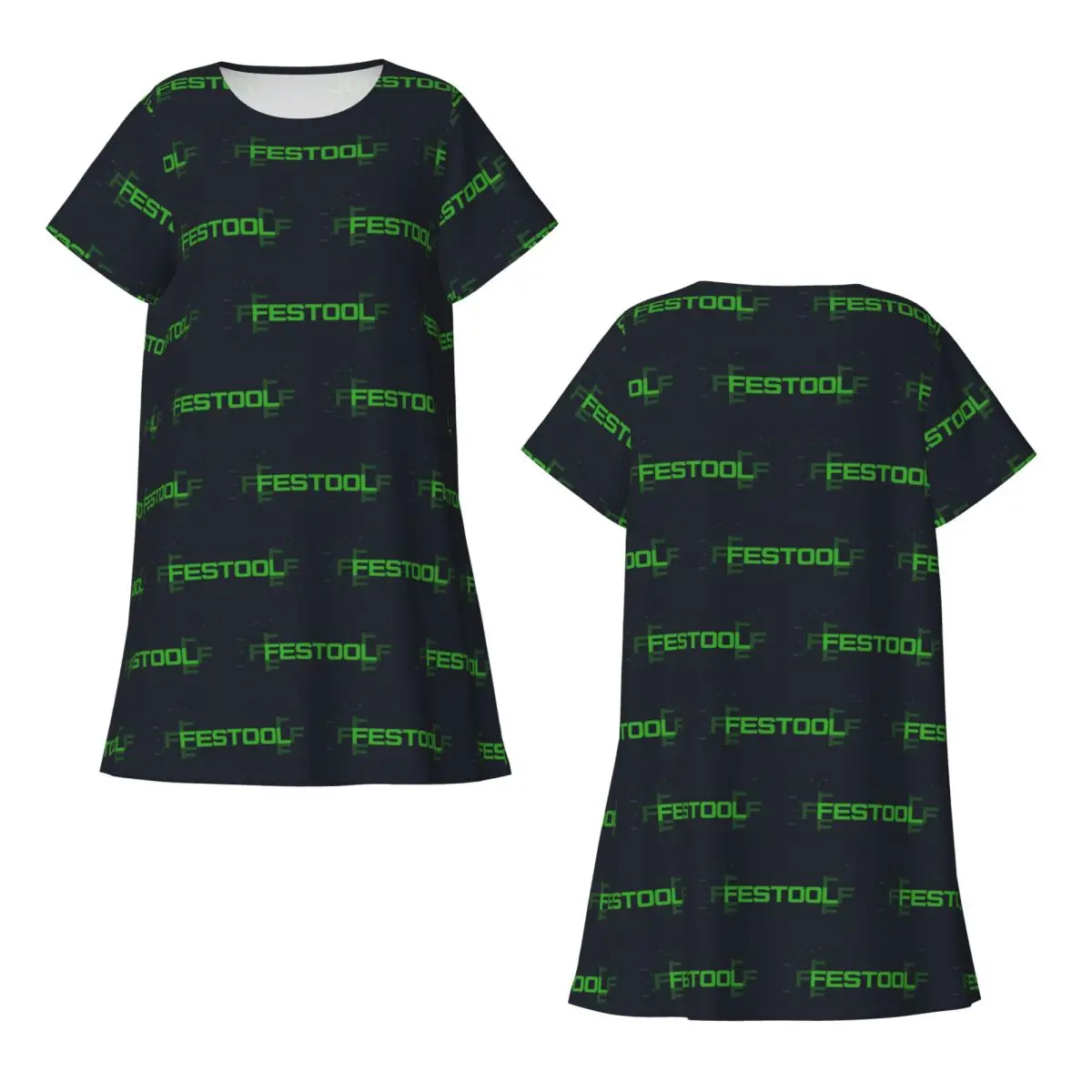 Custom Festool Powertool Short Sleeves Nightdress For Sleeping Sleepshirts Women Short Sleeve Nightgowns Loose Pajama Dress