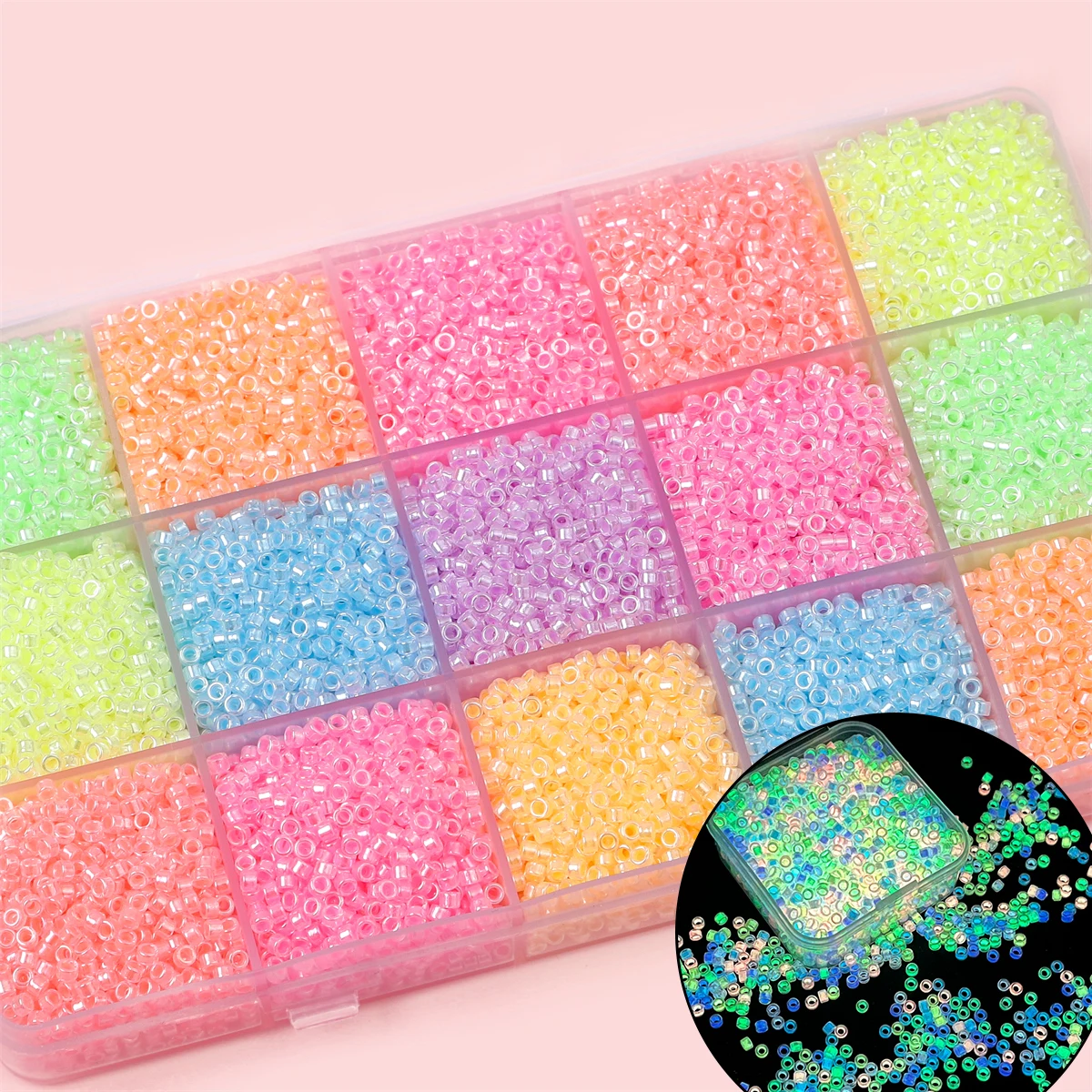 

2.5mm High-Quality Luminous Glass Rice Beads for Premium DIY Jewelry Bracelets Necklaces Accessories 10g/Bag≈700pcs Aperture≈1mm