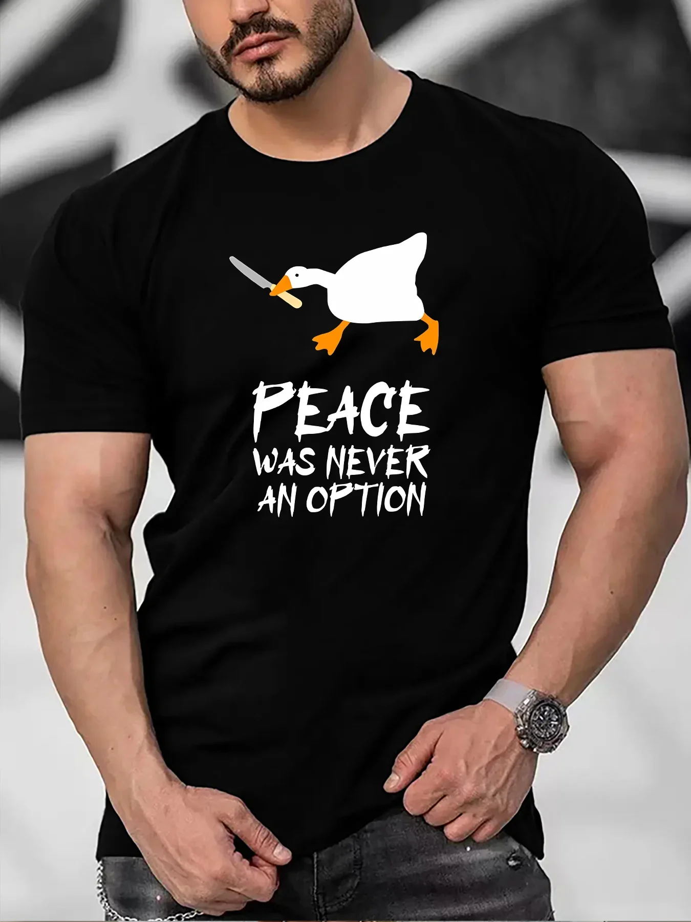 Tees For Men, Casual Short Sleeve T-shirt For Summer Peace Was Never An Option Print T Shirt