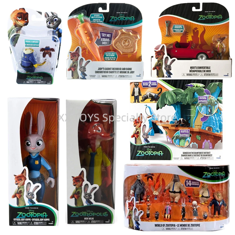 Disney Zootopia From The Movie Movable Doll Model Character Pack Carrot Recorder Zoomania Rainforest Toy Nick Judy Playset Gifts