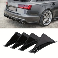 Curved-shaped Rear Bumper Lip Diffuser 4pcs Shark Fins Aprons Cover Stickers For Civic Sedan 4Dr 2016-2020 Decora Accessory