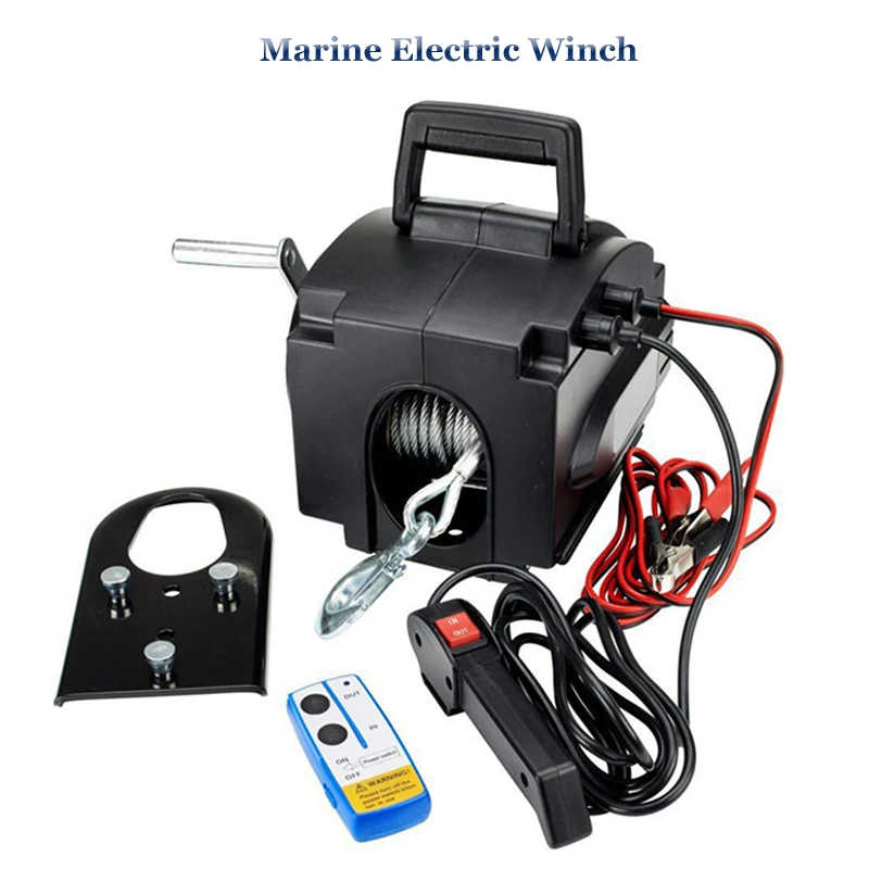 

12V 3500lbs Marine Electric Winch Portable Marine Yacht Electric Winch Small Crane Tractor With Wireless Remote Control