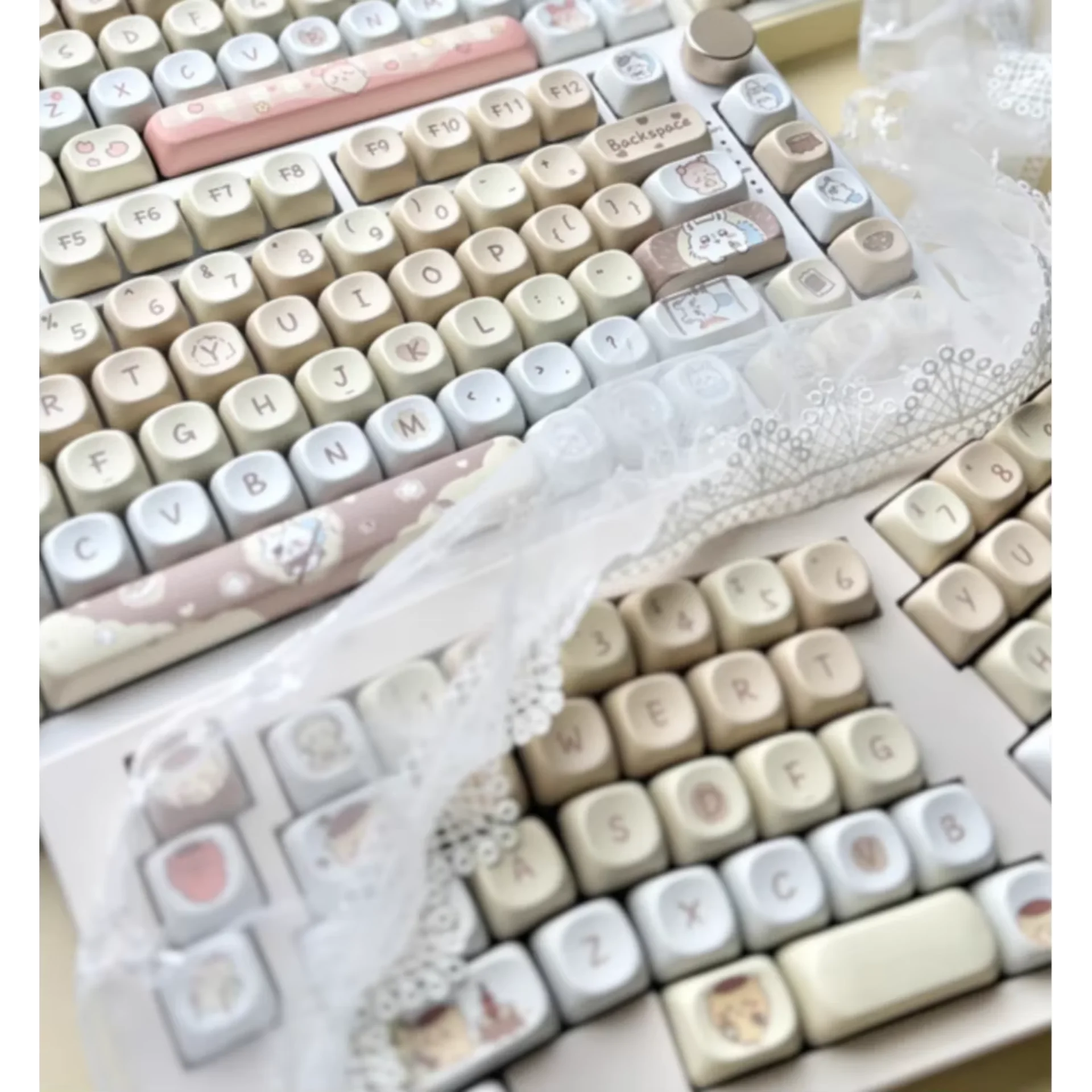 Sevimli kızlar MOA Keycaps PBT kullanımı kedi öğleden sonra çay 95 tuşları için 60/84 mekanik klavye MX anahtarı