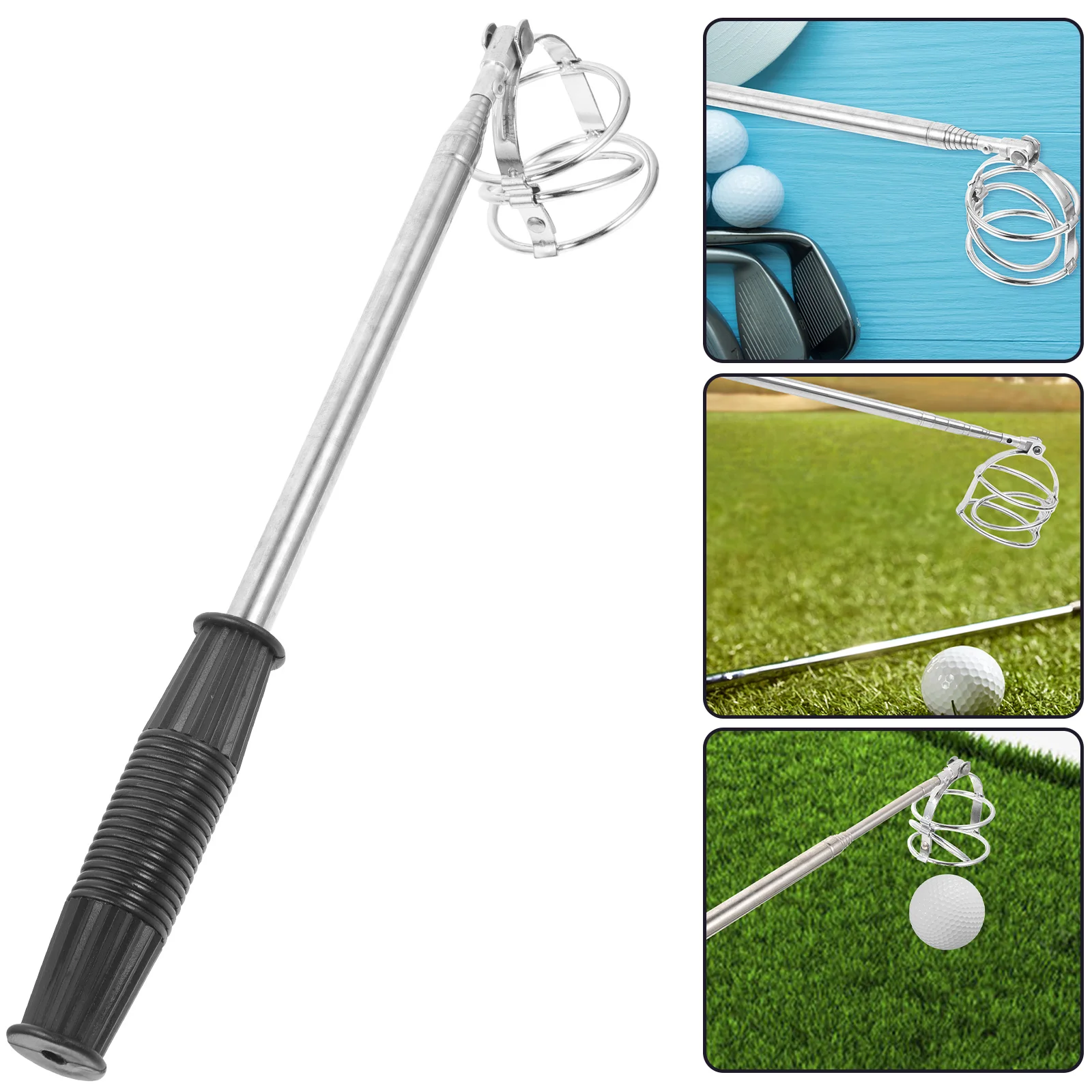 

Stainless Steel Ball Picker Golfs Upper for Golfing Balls Accessories Retrievers Telescopic Golfball Scooper Grab Tool