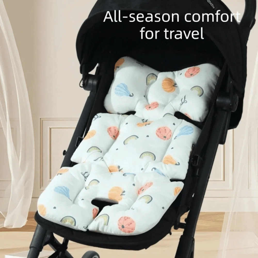 New Cotton Stroller Seat Cushion Soft Cartoon Pattern High Chair Liner Pad Warm Protective Stroller Accessories Travel