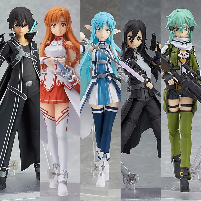 10cm SAO Progressive Scherzo of Deep Night Asuna Kirito Sinon conjunto de figuras de acción modelo móvil juguete de Anime coleccionable