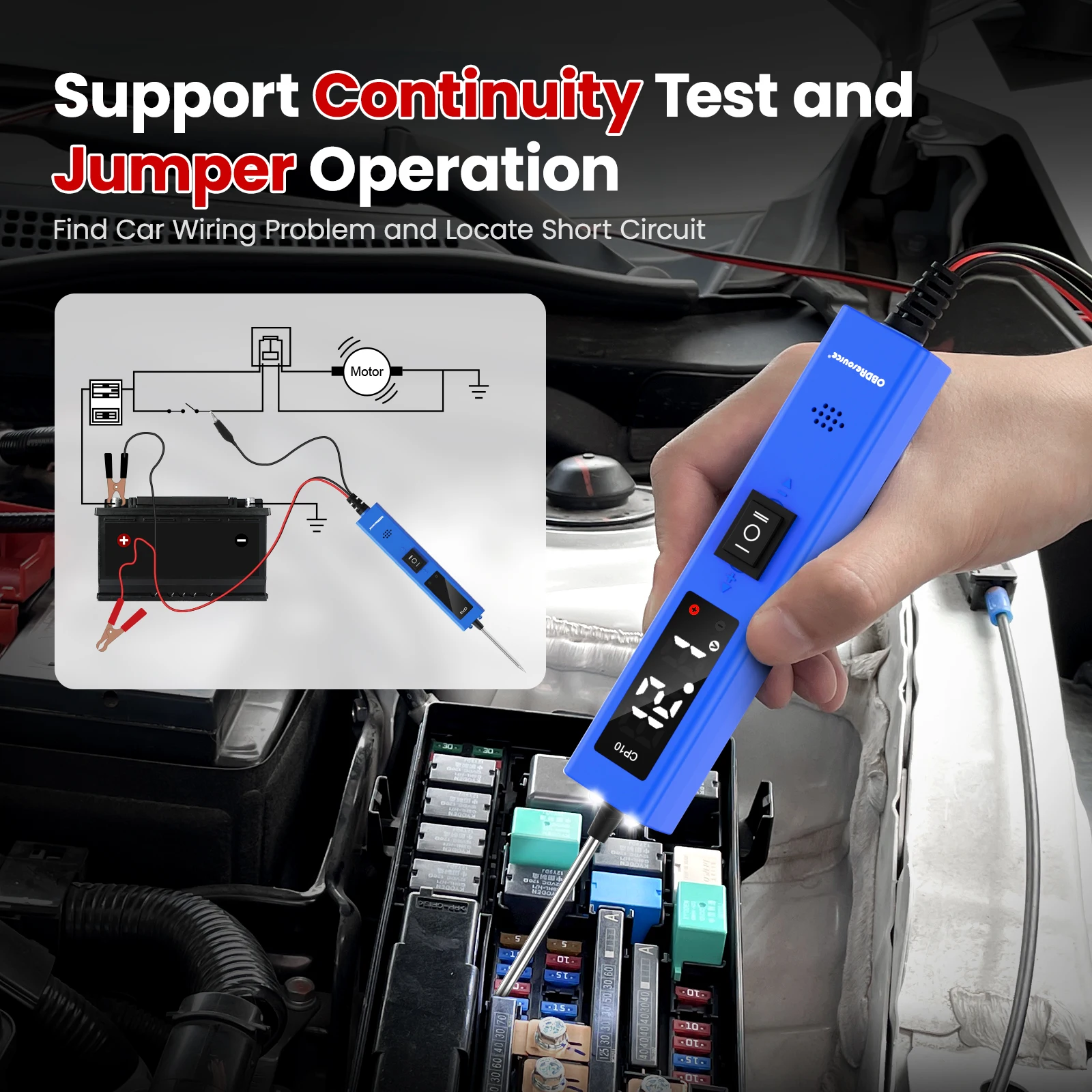 Power Circuit Probe Tester CP10 V100 PB10 Circuit Tester 0-80V DC Test Light Car Short Circuit Detector Car Circuit Tester Car Fuse Tester Component Activation Continuity Test Aar Diagnostic Tool (5 Meters)
