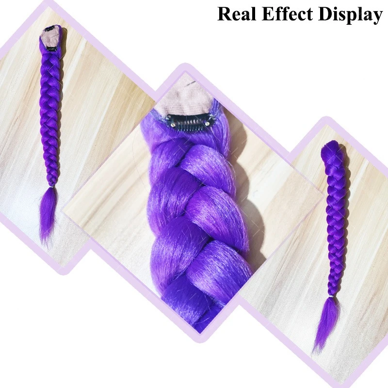 Demon Hunter Rumi Purple Wig Braid 26inch High Temperature Silk Role Playing Wig Stage Party Role Playing Prop Children Dress Up
