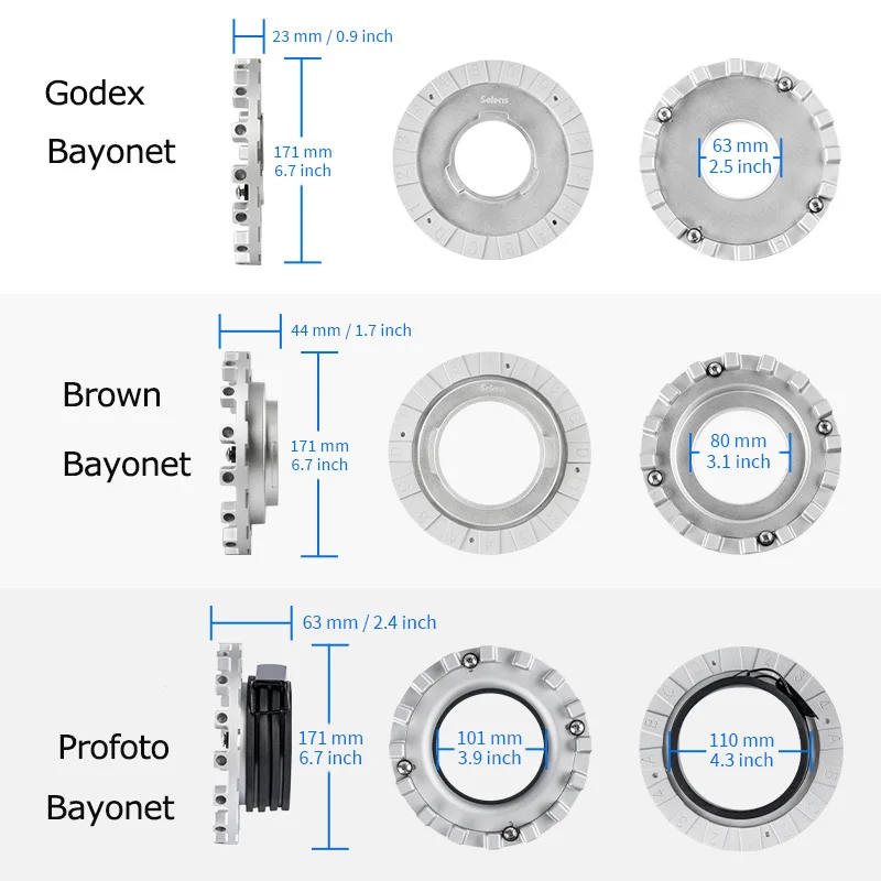 Selens Profoto Bowens Adapter pierścieniowy Softbox Pierścień wewnętrzny Bagnet Zestawy do studia fotograficznego Flash Softbox Bagnet Akcesoria